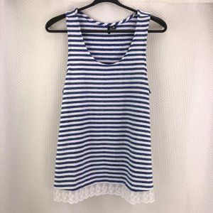 KENSIE lace trim striped tank top - supremely soft - SZ M